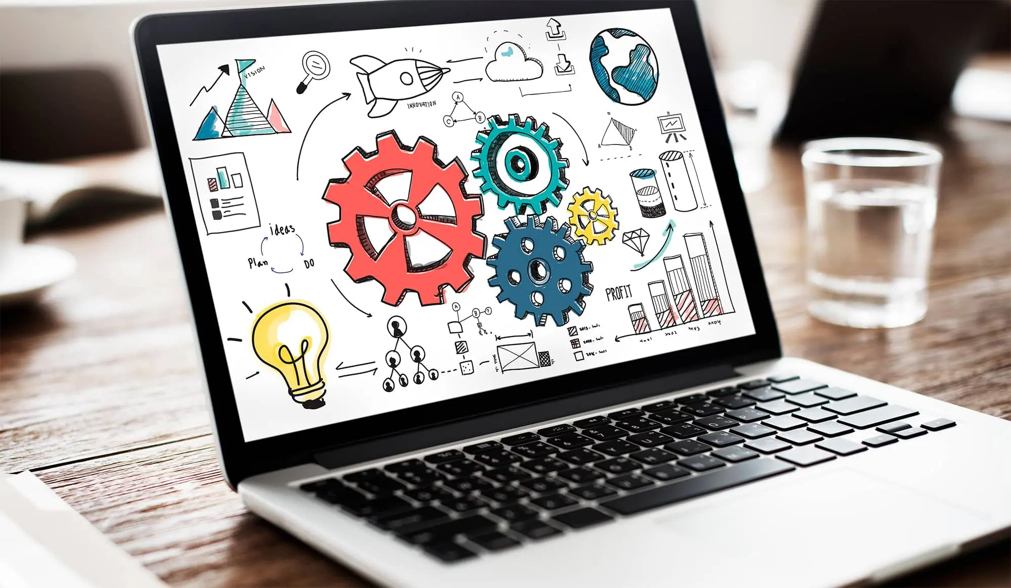 laptop with gears