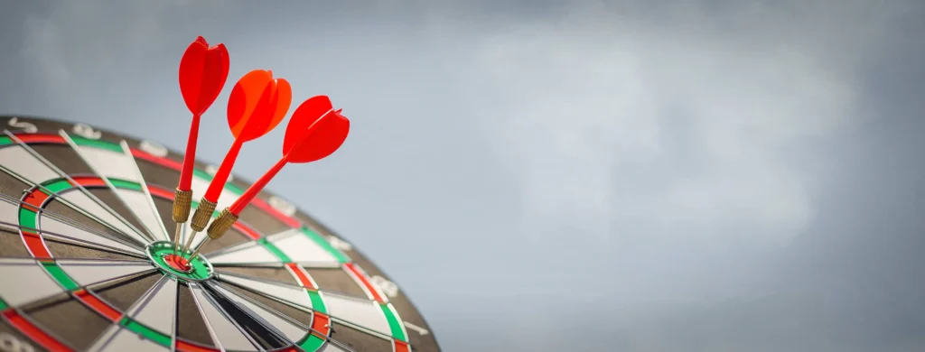 dart board with darts