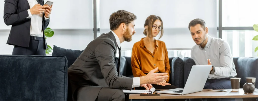 insurance agents discussing