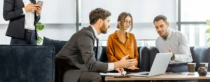 insurance agents discussing