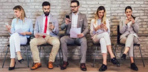Professionals aligning for interview