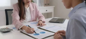 insurance agent discussing