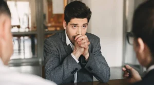 nervous man in suit