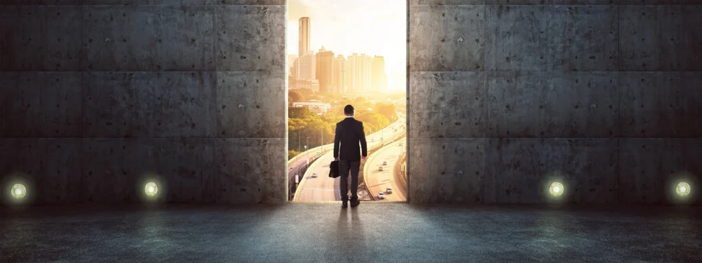 Man in a suit getting ready for a new career
