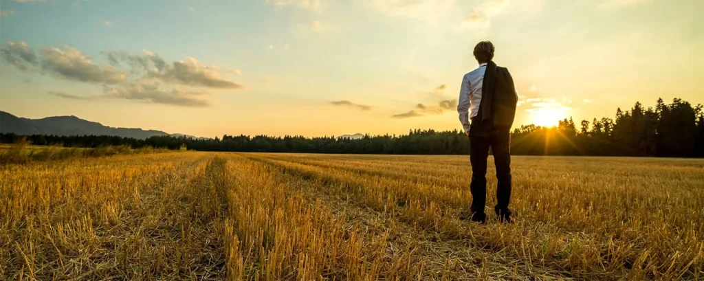man looking in horizon